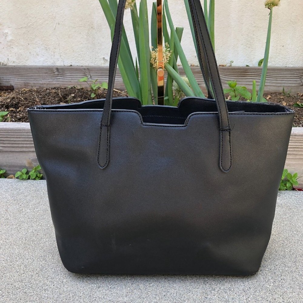 Women's Vegan Leather Tote Bag Purse Women's Black Shoulder Large​​​​​ - Picture 2 of 12